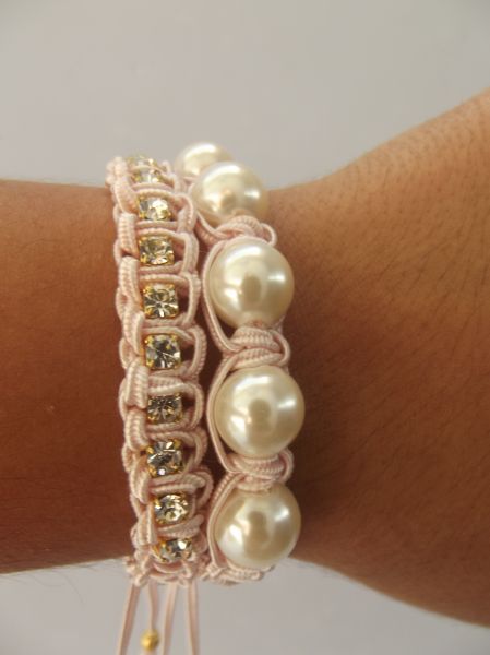 KIT- Shambala Pérolas + Mac. Strass Svarovski- Rosa bebe