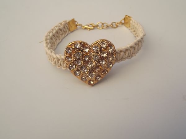 Cód:PS30- Pulseira Coração Cravejada com Strass Svarovski