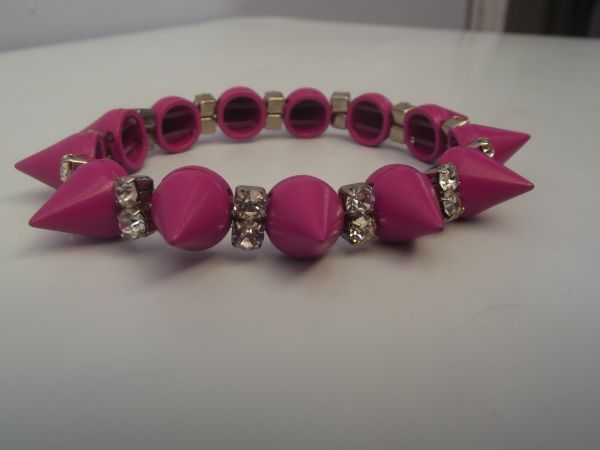 Cód:PS12- Pulseira Spikes Pink