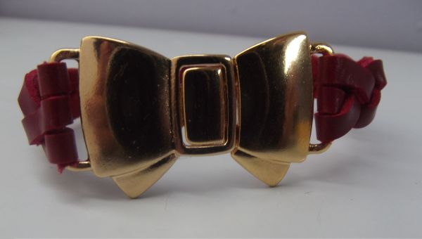 Cód:PS36- Pulseira Couro Trançado Bordô